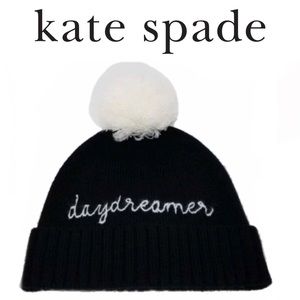 Kate Spade Daydreamer Pom Cuff Beanie, Black/whi💎